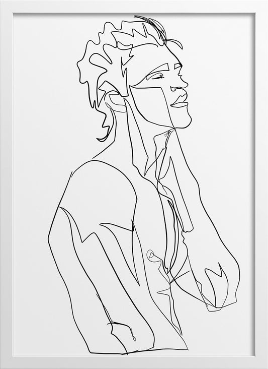 Illustration line drawing masculine male body figure poster | N06