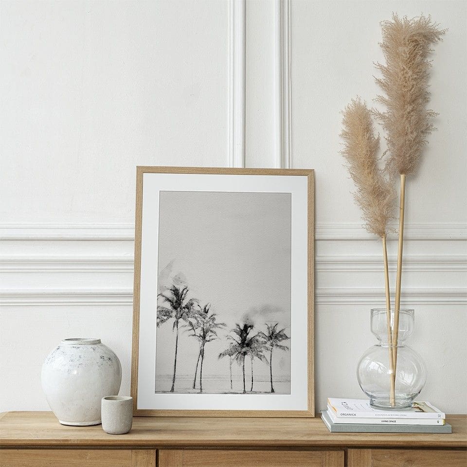Watercolor Painting Black and White Palm Trees (2-Options)