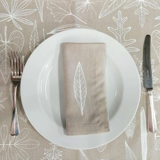 Tsonga Napkin set with Leaves - Chalk
