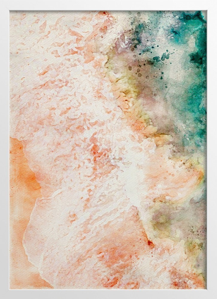 Watercolor Natured styled vibrant Ombre colored sandy beach poster | N05
