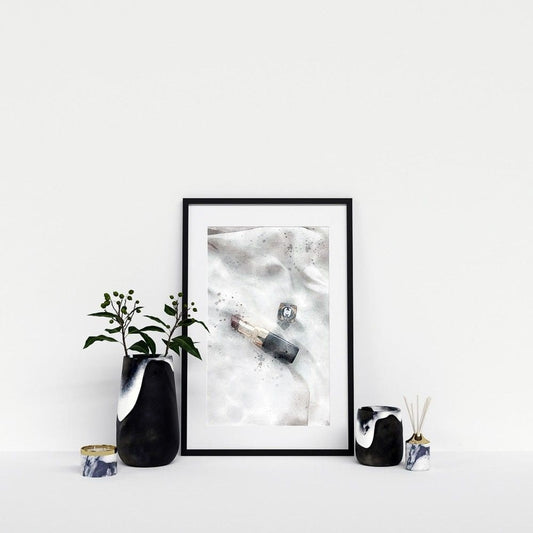 Watercolor Editorial Coco Red Lipstick Poster | N01