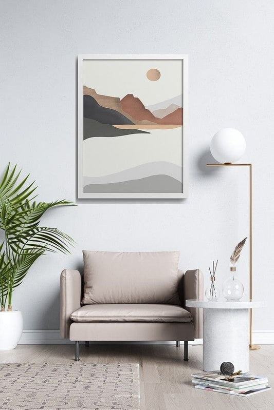 Scandi Mountain Scene Poster Illustration