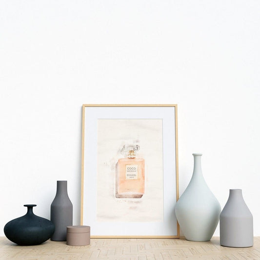 Watercolor Coco perfume bottle poster | N01
