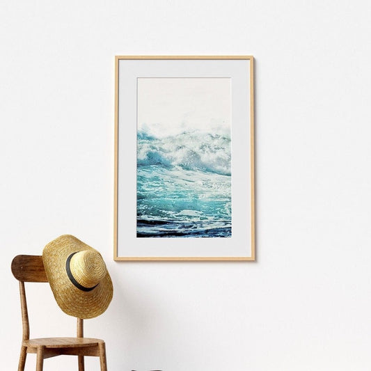 Watercolor Ocean beach waves blues poster | N01