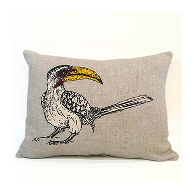 Hornbill Scatter Cushion Cover – Vibrant African Artistry