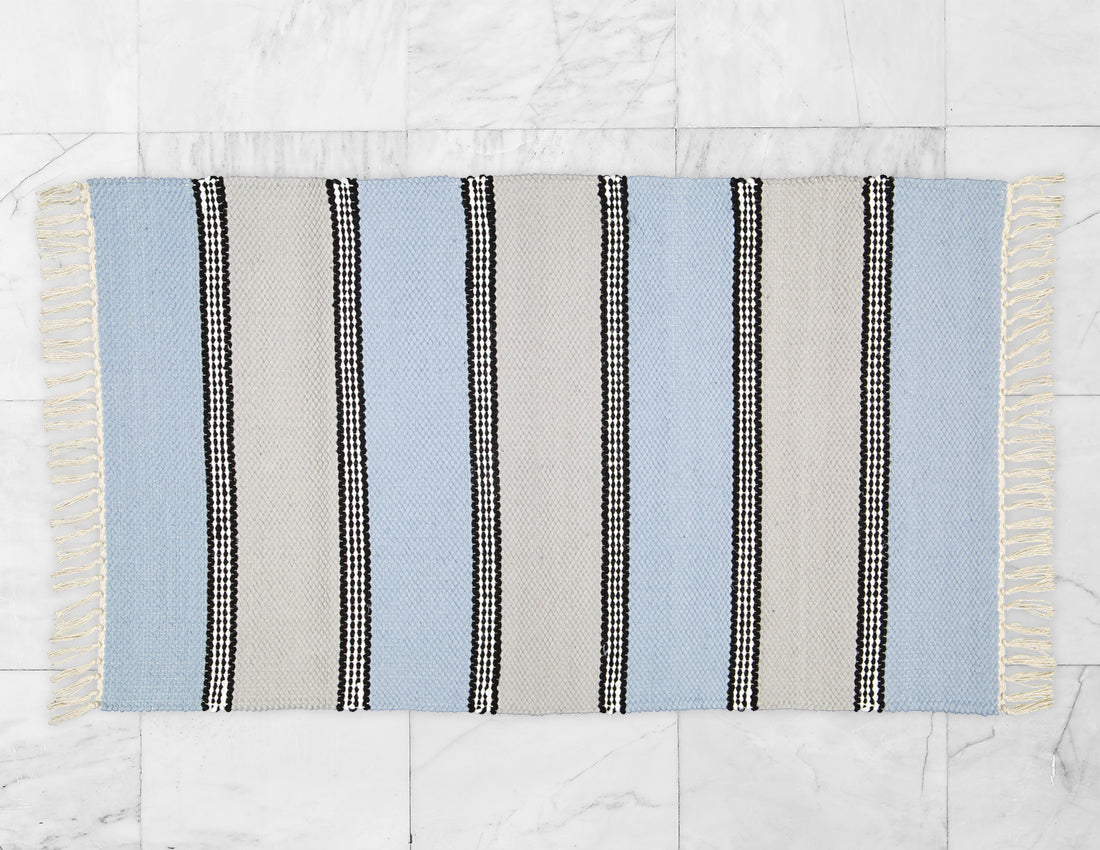 Plush Rug Option 2 HK Blue and Grey with Black Stripes
