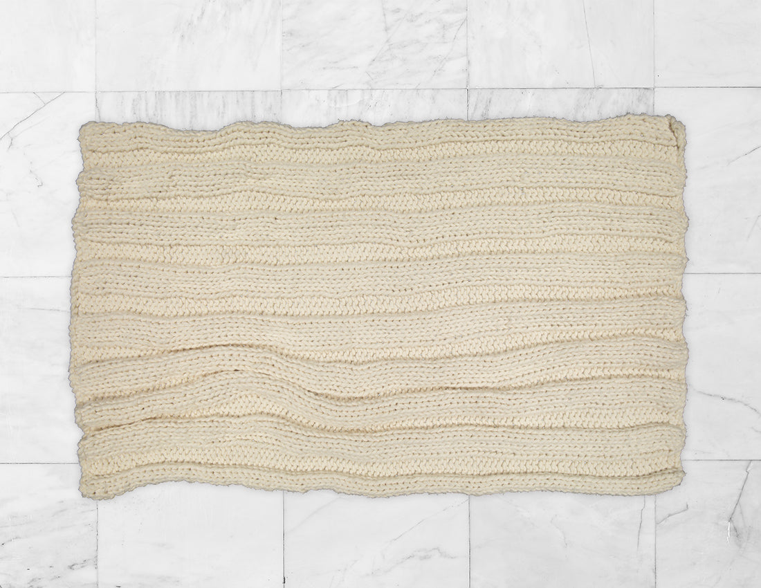 Hand Knitted Cotton Throw - Natural
