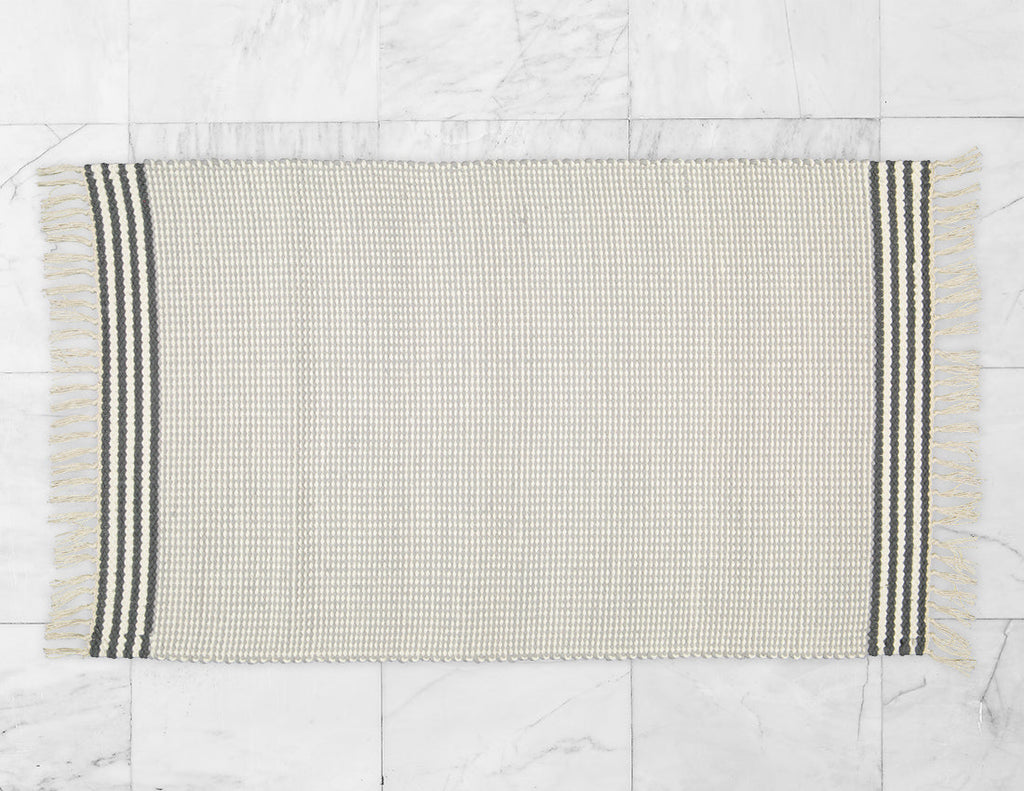 Plush Rug Option 3 Grey and Natural with Charcoal Stripes