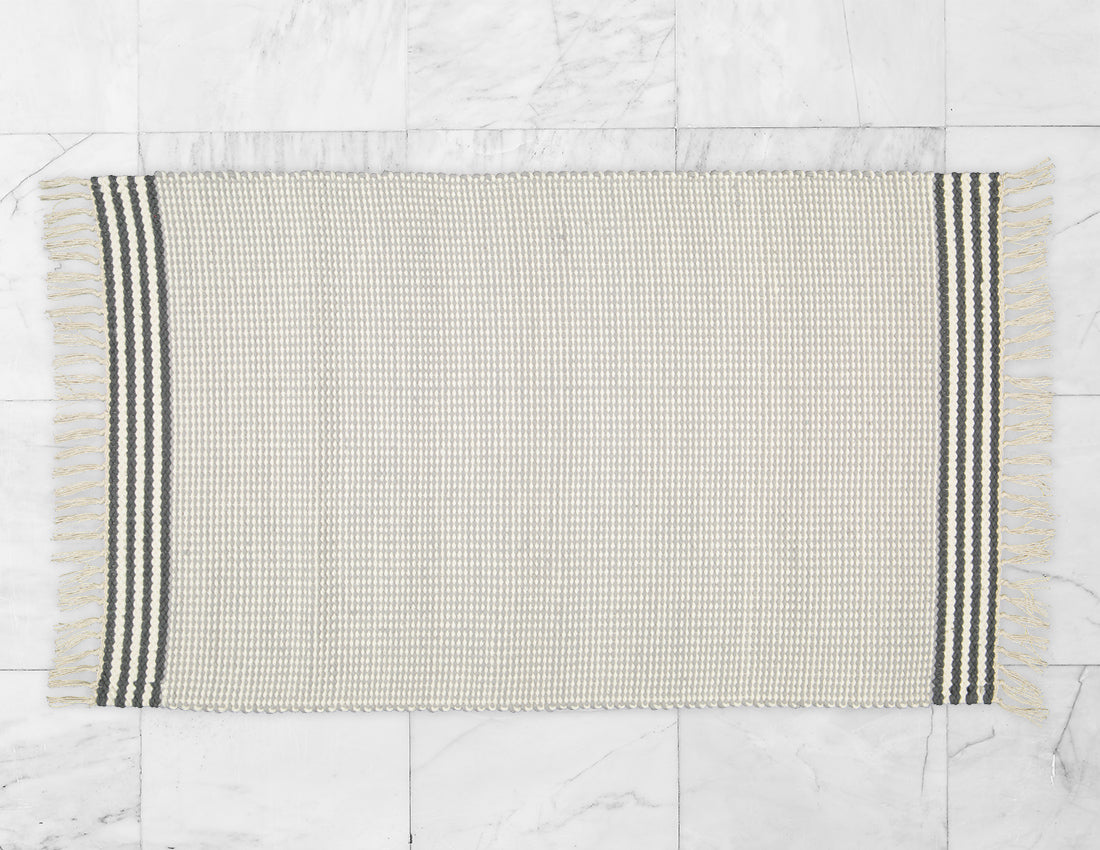 Plush Rug Option 3 Grey and Natural with Charcoal Stripes