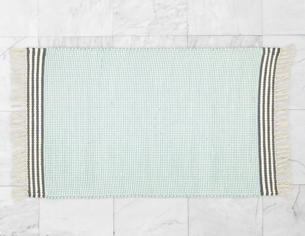 Plush Rug Option 3 Duck Egg with Charcoal Stripes