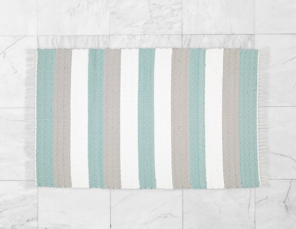 Dhurrie Twill Namib Duck Egg, Grey and White