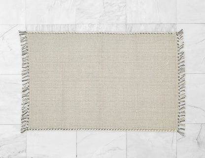 Dhurrie Dobby Weave Natural with Charcoal Pinstripe