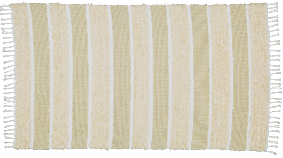 Dhurrie and Fluffy Bands Taupe and Natural Rug
