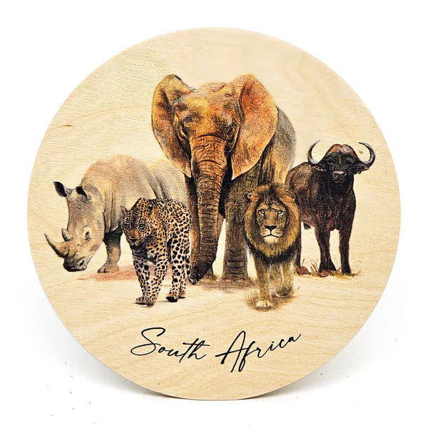 South African Wildlife Wooden Coasters