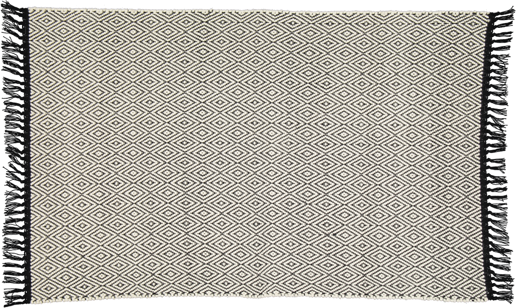 Cotton Dhurrie Natural Diamond Pattern on a Black Warp