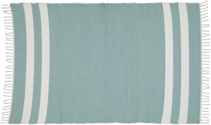 Cotton Dhurrie Duck Egg with 2 White Stripes