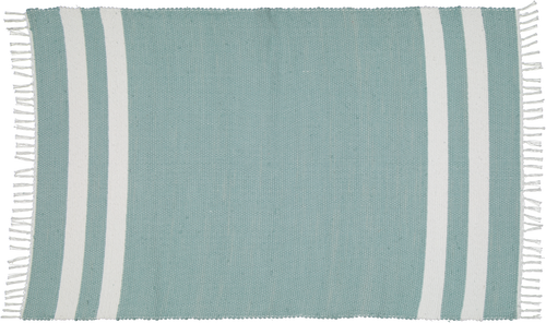 Cotton Dhurrie Duck Egg with 2 White Stripes