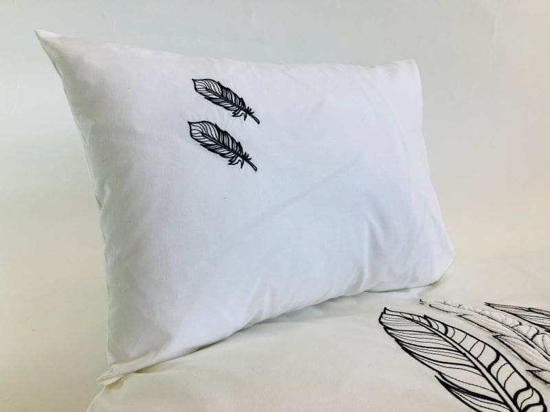 Feather Motif Applique Duvet Set