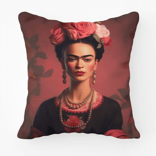 Frida Kahlo Scatter Cushion Rose Printed Scatter Cushion