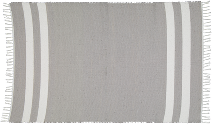 Cotton Dhurrie Grey with 2 White Stripes