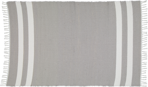 Cotton Dhurrie Grey with 2 White Stripes