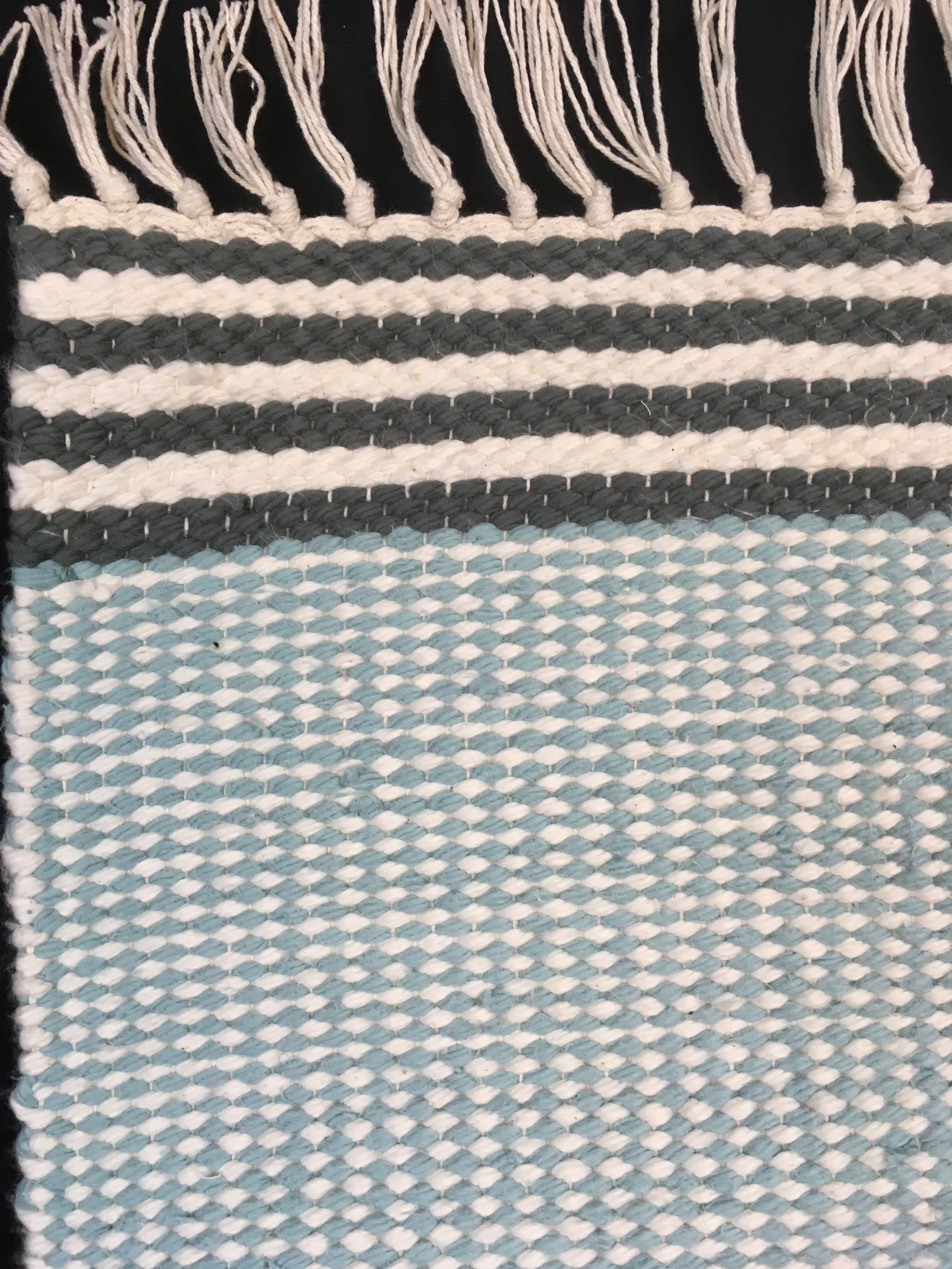 Plush Rug Option 3 Duck Egg with Charcoal Stripes
