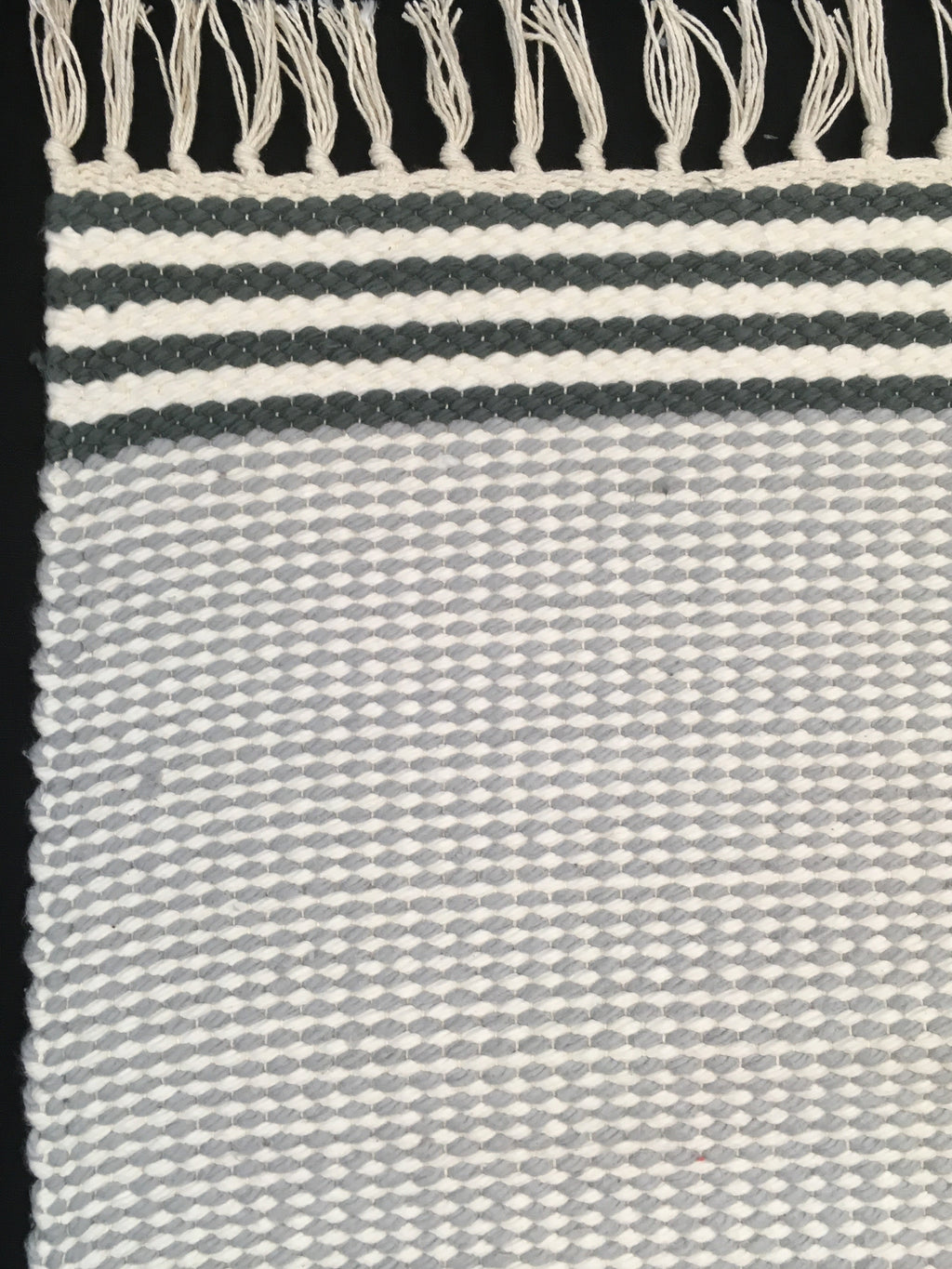 Plush Rug Option 3 Grey and Natural with Charcoal Stripes