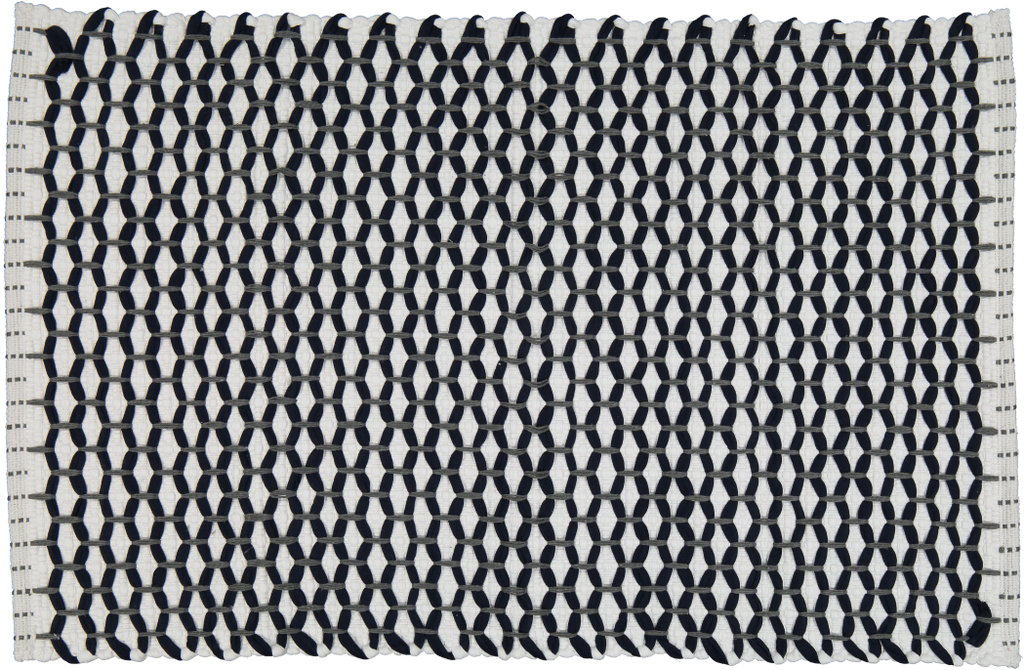Bathmat Lattice Weave White with a Navy or a Grey "Lattice"