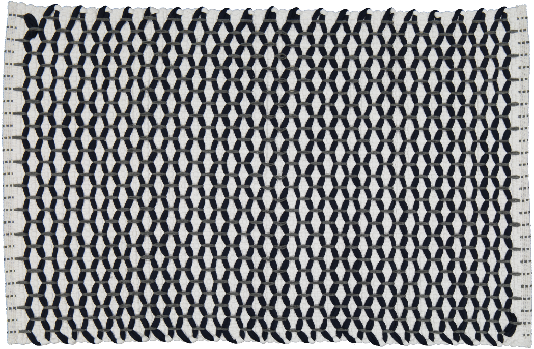 Bathmat Lattice Weave White with a Navy or a Grey "Lattice"