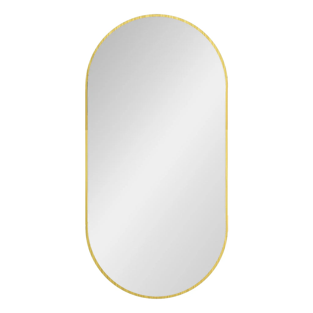 Oval Shaped Contemporary Mirror | Champagne Gold