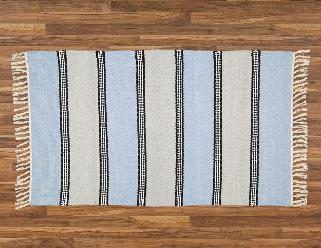 Plush Rug Option 2 HK Blue and Grey with Black Stripes