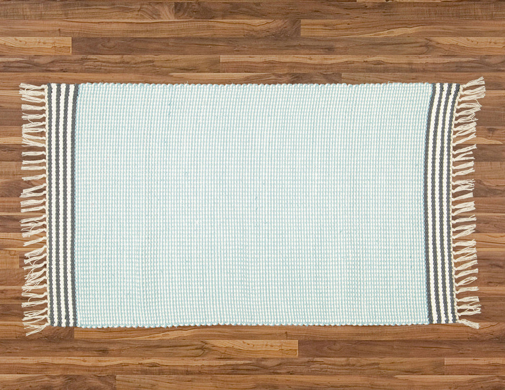 Plush Rug Option 3 Duck Egg with Charcoal Stripes