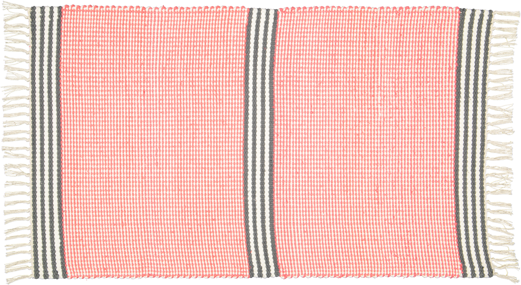 Plush Rug Option 3 Coral and Natural with Black and Natural Stripes