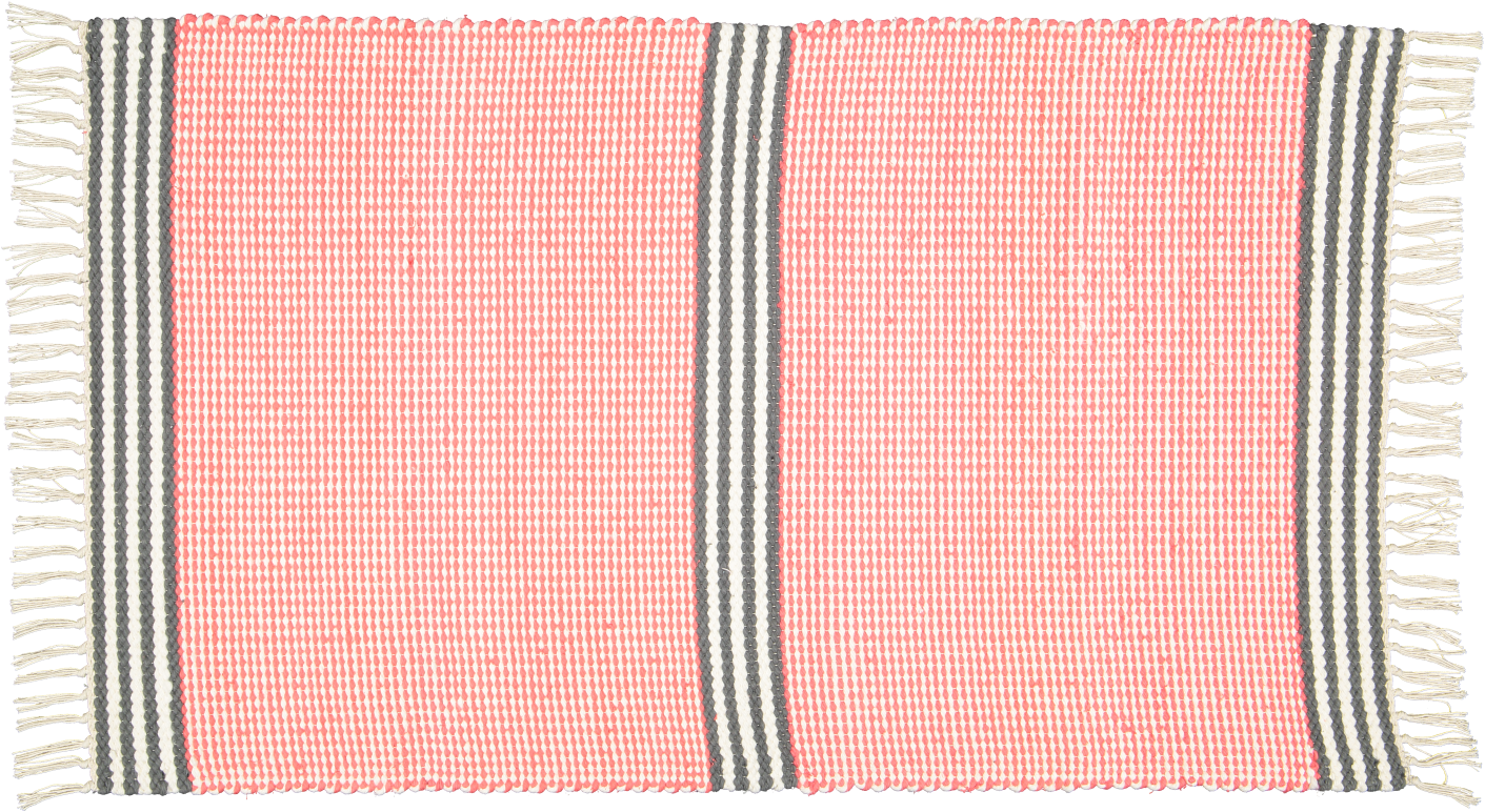 Plush Rug Option 3 Coral and Natural with Black and Natural Stripes