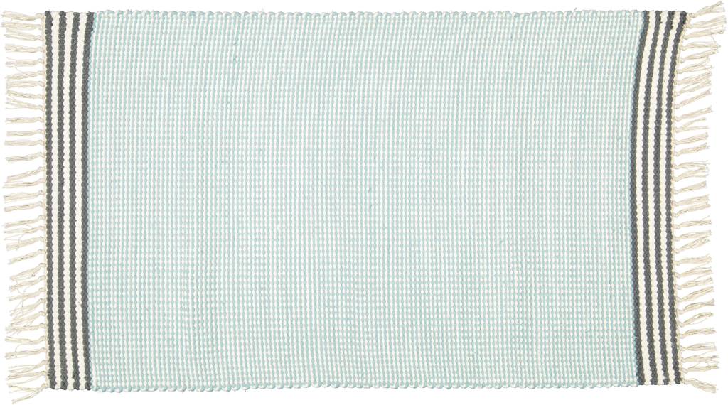 Plush Rug Option 3 Duck Egg with Charcoal Stripes