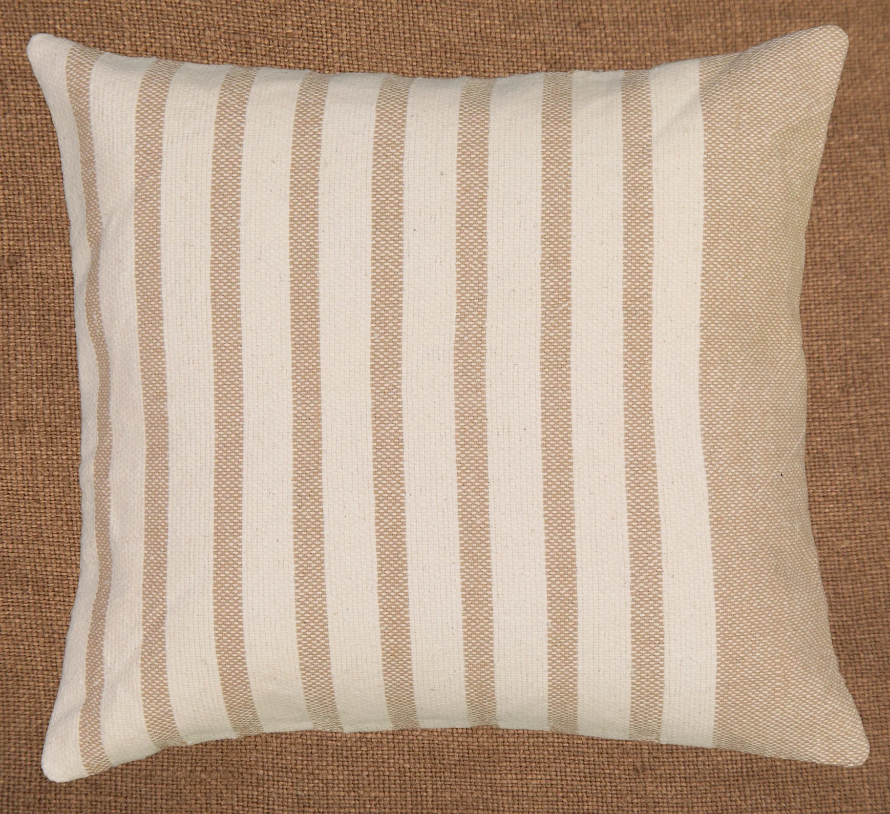 Hand woven scatter cushion cover  60 x 60cm - Radius stripe Stone and natural