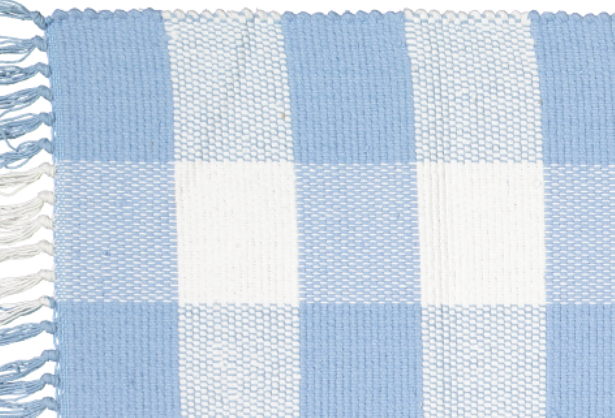 Dhurrie Tabby Sky Blue and White Checks