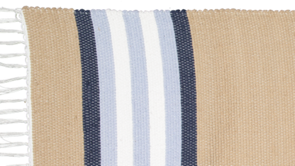 Cotton Dhurrie Dark Stone with Blue Stripes