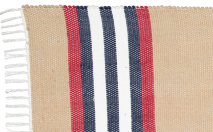 Cotton Dhurrie Dark Stone with Red stripes