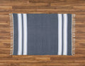 Cotton Dhurrie Navy with Blue and White Stripes