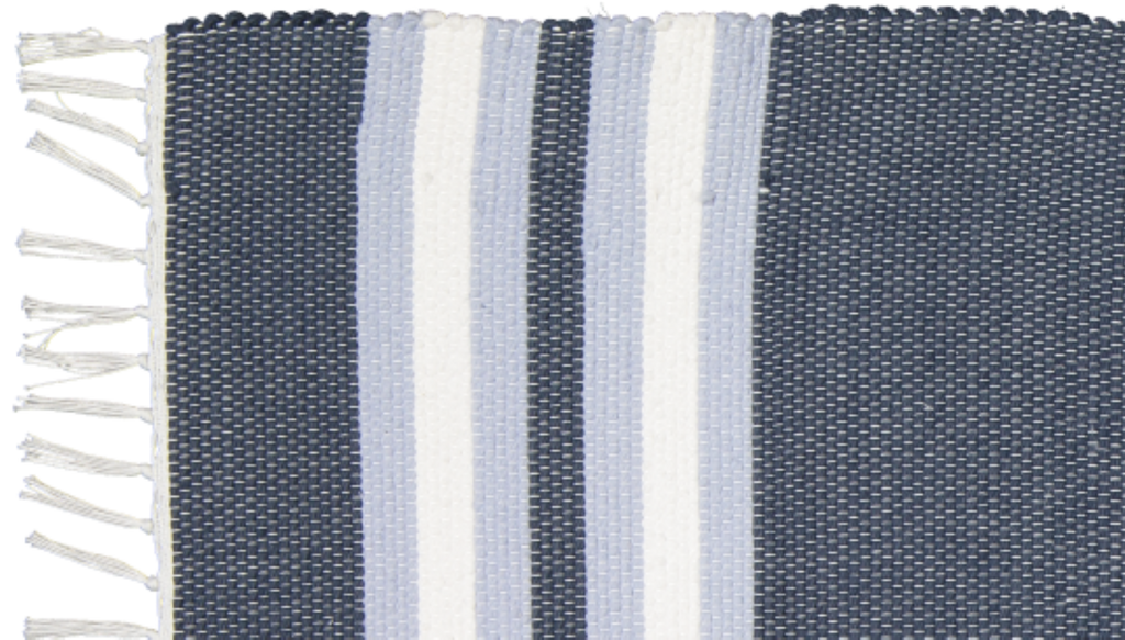 Cotton Dhurrie Navy with Blue and White Stripes