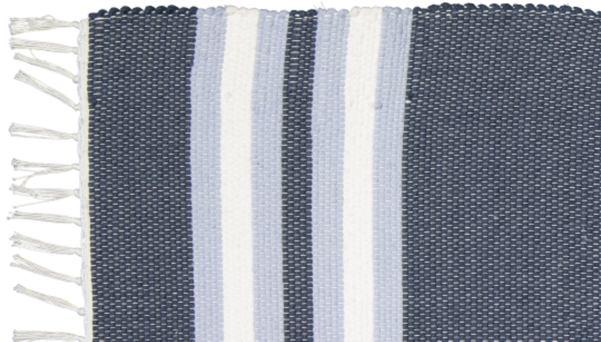 Cotton Dhurrie Navy with Blue and White Stripes
