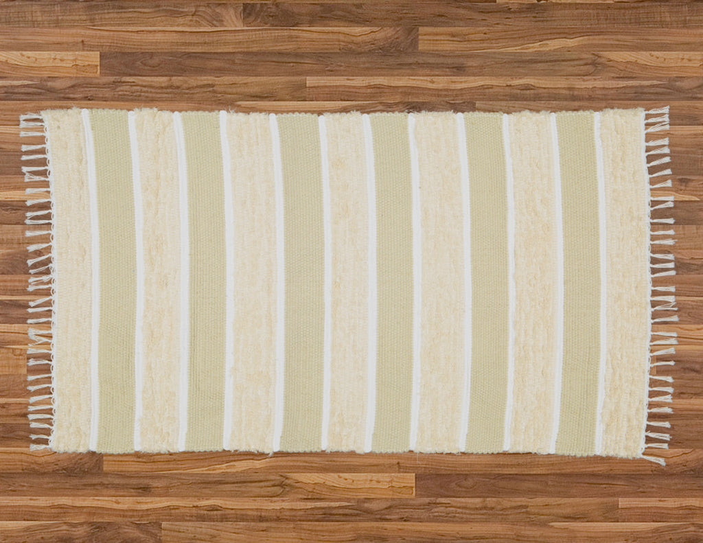 Dhurrie and Fluffy Bands Taupe and Natural Rug