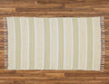 Dhurrie and Fluffy Bands Taupe and Natural Rug