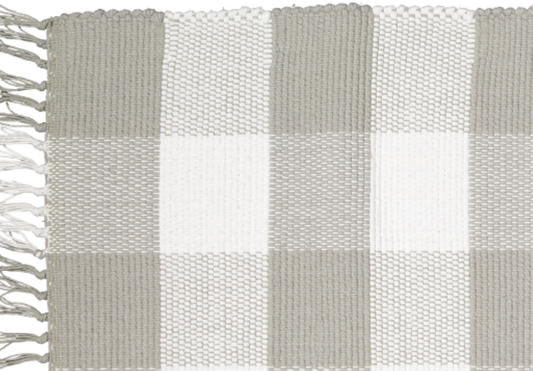 Dhurrie Tabby Grey and White Checks