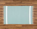 Cotton Dhurrie Tabby in Duck Egg with White Band