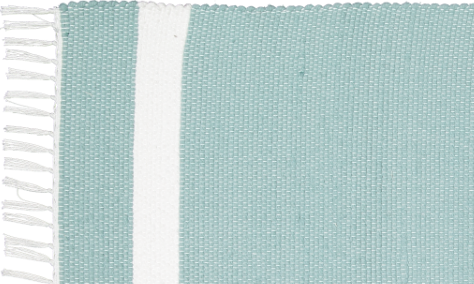 Cotton Dhurrie Tabby in Duck Egg with White Band