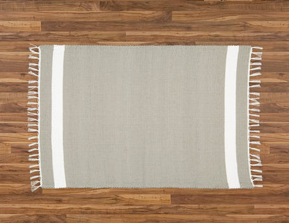 Cotton Dhurrie Tabby in Grey with White Band