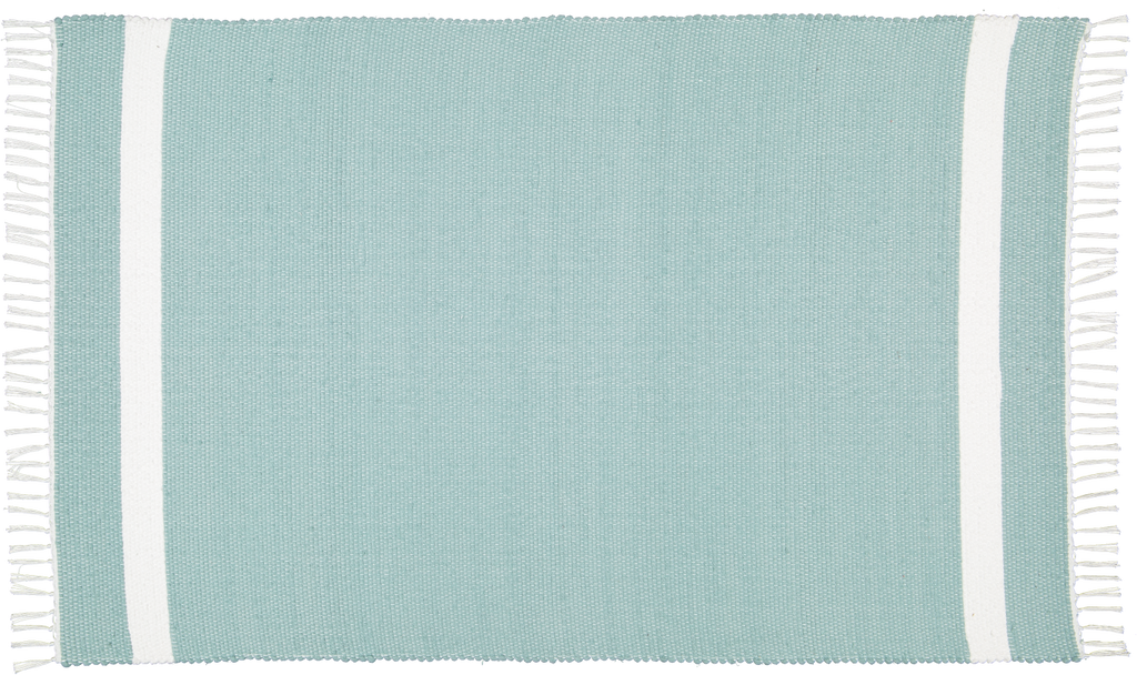 Cotton Dhurrie Tabby in Duck Egg with White Band