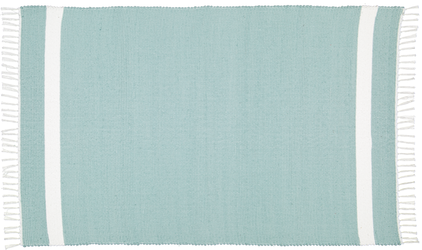 Cotton Dhurrie Tabby in Duck Egg with White Band